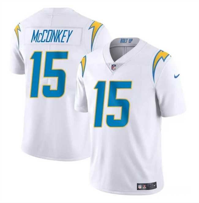 Youth Los Angeles Chargers #15 Ladd McConkey White 2024 Draft Vapor Limited Stitched Jersey Dzhi